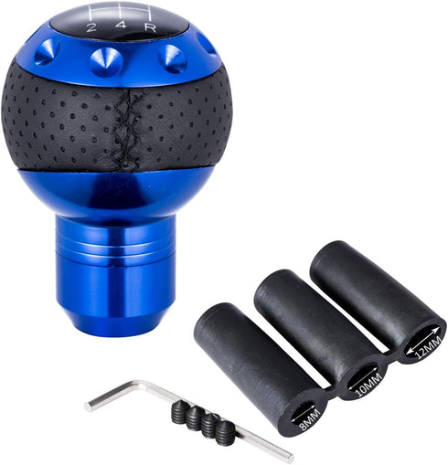 5 Speed Leather Transmissions Shift Knob Shifting Lever Gear Stick Shifter Handle Fit Most Manual Cars Truck SUV Vehicle (Blue)...