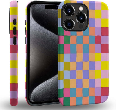 SEized Case Compatible with for iPhone 13 Pro,Happy Colorful Checkerboard Phone Case for Girl Women Boy Men,Durable Protection Case for iPhone 13 ...