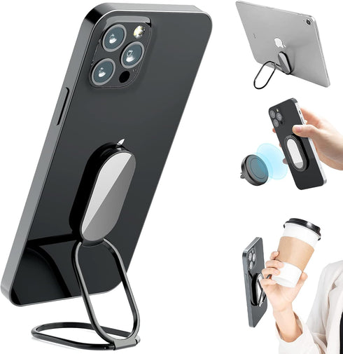 Phone Holder Foldable Phone Stand Phone Ring Holder Finger Kickstand 360° Rotation Cell Phone Stand Metal Phone Grip for Magnetic Car Mount Sticky...
