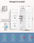 Wall Outlet Extender with Shelf and Night Light,Surge Protector,USB Wall Charger with 5 AC Outlets and 3 USB Ports 1 USB C Outlet Wide Space 3-Sid...