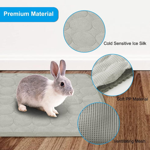 Summer Cooling Mat Washable Bunny Bed for Small Animal Rabbit Bed Mat, Guinea Pig Cage Liner Hamster Pee Pad, Fleece Sleep Pad for Squirrel, Hedge...