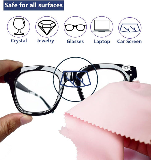 Glasses Cleaner Cloth - Microfiber Cloth for Eyeglasses, Lenses, Cameras, Screens, Cell Phone, LCD TV Screens and More - 6"x7" (Pink, 12 Pack)...