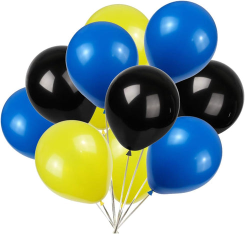 KADBANER Yellow Blue Black Balloons,100 Pack 12 Inch Latex Balloons...