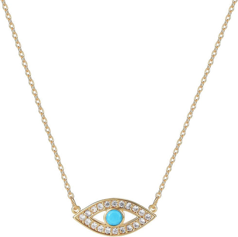 MYEARS Women Evil Eye Necklace Gold Pendant Turquoise Diamond CZ Pave 14K Gold Filled Chain Dianty Boho Beach Simple Handmade Jewelry Gift...
