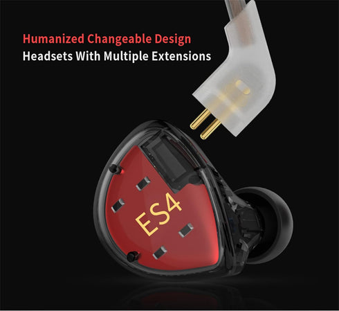 KZ ES4 Wired Earbuds, Extra Bass in ear Monitor Earbuds, High Fidelity Gaming Earbuds, 1dd 1ba Drivers Hybrid Technology iem Earphones KZ Headphon...