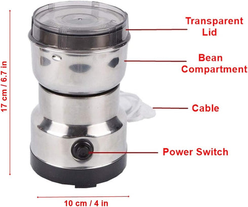 Electric Stainless Steel Coffee Bean Grinder Nut Spice Grinding Blender...