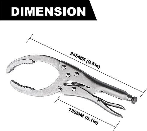 Locking Grip Oil Filter Wrench, 9.5in/240mm, Chrome Vanadium Steel Jaws...