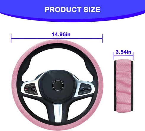 Car Steering Wheel Cover, Elastic Breathable Ice Silk Vehicle Steering Wheel Protector for Men and Women, Cool in Summer and Warm in Winter Cover,...