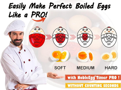 NobleEgg Egg Timer Pro | Soft Hard Boiled Egg Timer That Changes Color When Done | No BPA, Certified (2-Pack)...