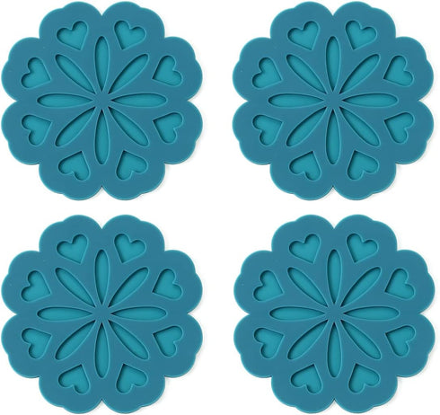 Set of 4 Silicone Trivet Mat - Hot Pot Holder Hot Pads for Table & Countertop - Trivet for Hot Dishes - Non-Slip & Heat Resistant Modern Kitchen H...