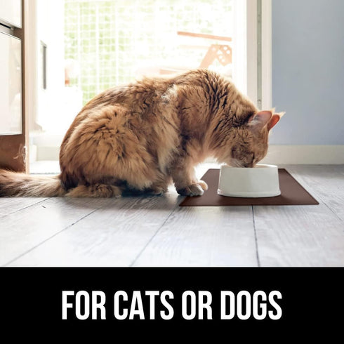 Gorilla Grip 100% Waterproof Raised Edge BPA Free Silicone Pet Feeding Mat, Dog Cat Food Mats Contain Spills Protects Floors, Placemats for Cats a...