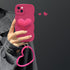 Hot Pink Heart Phone Case Compatible with iPhone 11, Cute 3D Big Love Heart Phone Case, Curly Wave Shape Heart Phone Cover with Heart Bracelet for...