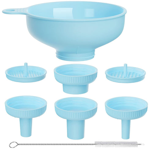 Wide Mouth Kitchen Funnel, Food Grade Plastic Cooking Canning Funnel with 4 Sizes Spouts for Filling Wide and Regular Mason Jars, Spray Dropper Oi...