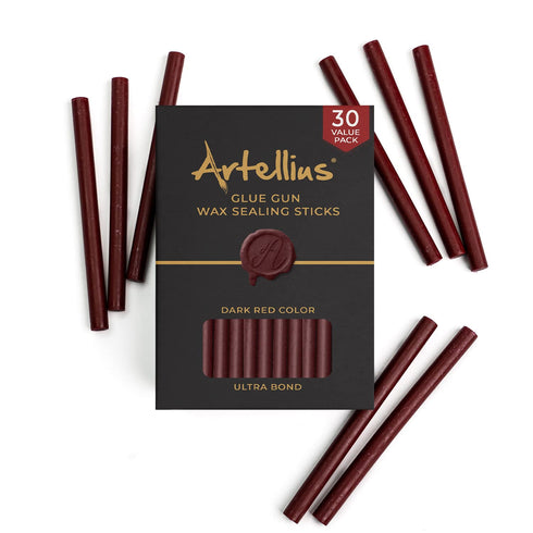 Artellius Premium Sealing Wax Sticks (Bulk 30 Pack) Wax Seal Glue Gun Sticks, Envelope Seal Wax for Stamp Seals - Perfect Wax Seal Sticks for Craf...