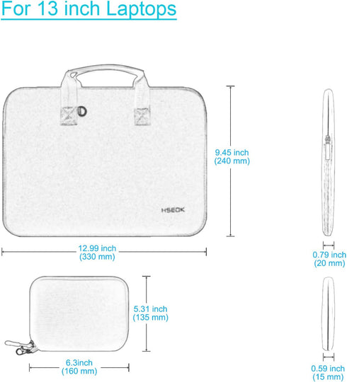 Hseok Elastic Laptop Case 12.9 13 inch Sleeve Handbag with Small Case for 13 inch MacBook Air/Pro M2/M1, 12.9" iPad Pro 6th/5th/4th/3rd Gen, XPS13...