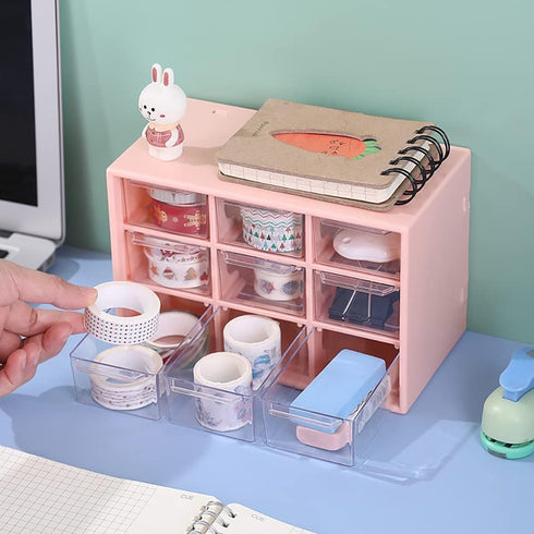 Mini Desk Organizer Drawer, Cute Plastic Desktop Art Craft Storage Drawer, Office Supplies Stationery Makeup Jewelry Box Organizer with Storage fo...