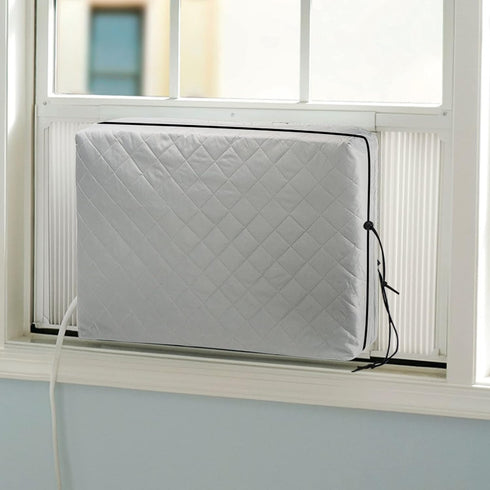 Indoor Air Conditioner Cover, AC Unit Window Cover for Inside Double Insulation with Elastic Drawstring 25L x 17H x 3.5D inches Grey...