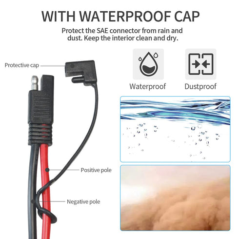 10AWG 3.3FT SAE Connectors, Battery Alligator Crocodile to SAE, SAE Quick Release Adapter to Alligator Clips Quick Disconnect Cable,with 5 Fuse,fo...
