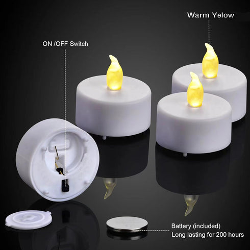 Battery Tea Lights-24 Pack LED Tea Lights Candles Realistic and Bright Flickering Holiday Gift Operated Flameless LED Tea Light for Seasonal & Fes...