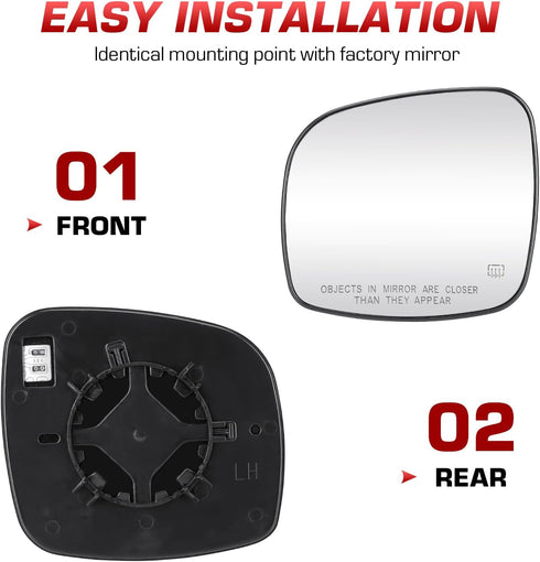 Passenger Right Side Heated Exterior Mirror Glass Fits for Chrysler Town&Country 2008-2016, Dodge Grand Caravan 2008-2020, RAM CV 2012-2015,Routan...