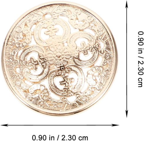 SUPVOX 30pcs Metal Buttons for Coat Jacket Round Flat Button Replacement Hollow Buckle DIY Sewing Clothes Sweater (Light Gold,23MM)...