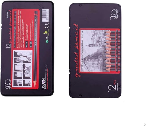 12pcs Sketch Pencil Set 8B, 7B, 6B, 5B, 4B, 3B, 2B, B, HB, F, H, 2H, Ideal For Drawing Art, Sketching, Shading, Artist Pencils For Beginners & Pro...
