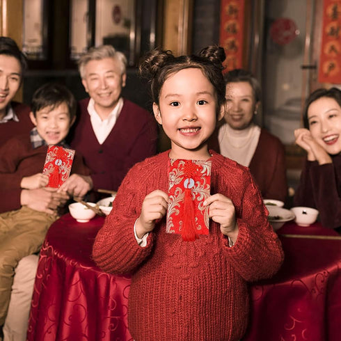Hying 6 PCS Silk Red Envelope Chinese HongBao Card Envelopes Lucky Money Red Pockets Chinese Red Gift Card Envelopes Gift Wrap Bags with Knot/Copp...