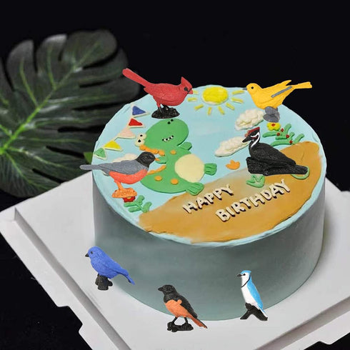 Mini Bird Figurines 7pcs, Birds Cake Cupcake Topper, Miniature Birds Animal Figure Oriole Robin Cardinal Bird Educational Toy, Bird Cake Decoratio...