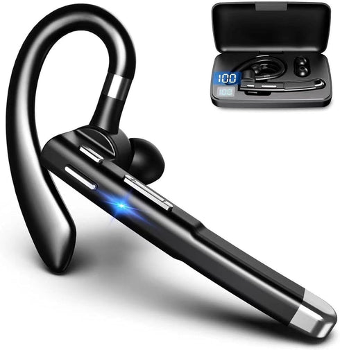 Bluetooth Earpiece for Phone Calls,Single Ear Wireless Headset with Noise Cancelling Mic,Hands-Free Earphones for Android iPhones,LED Display 500m...