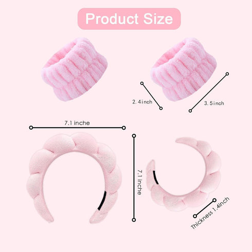 Spa Headband for Women, Sponge Headband for Washing Face Wristband Set, Makeup Headband, Skincare Headbands for Makeup Removal, Shower, Hair Acces...