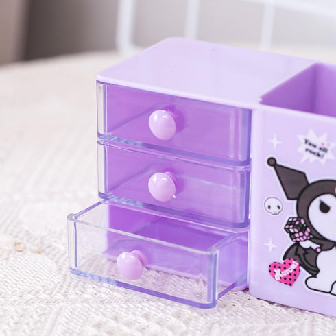 Kawaii Pen Holder Drawer Storage Box Office Desktop Office Supplies Three-Layer Cartoon Colorful Small Drawer Box...