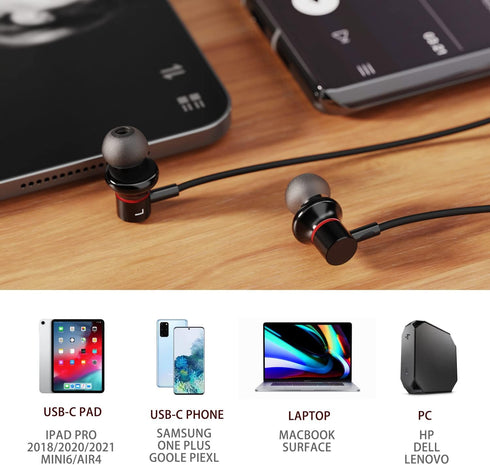 USB Type C Headphones Stereo in-Ear Earbud? Hi-Fi Digital DAC with Mic&Volume Control, Compatible with Samsung Galaxy S22/S21/S20/NOTE20, iPad Pro...
