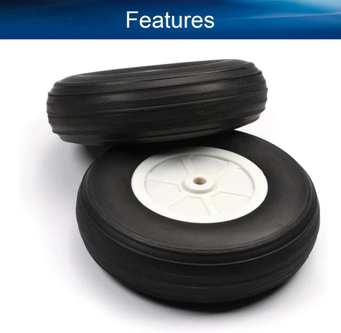 Heyiarbeit 4" RC Model Airplane Foam Wheel Super Light Tire and Wheel Sets for RC Airplane PU Sponge Tire with Plastic Hub 2 Pcs...