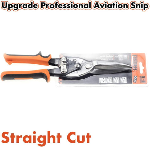 Finder 12" Aviation Snips, Long Straight Cut Tin Snips Cutting Shears Power Cutter with CR-V Blade & Comfortable Grip, 300mm Scissors for Cutting ...