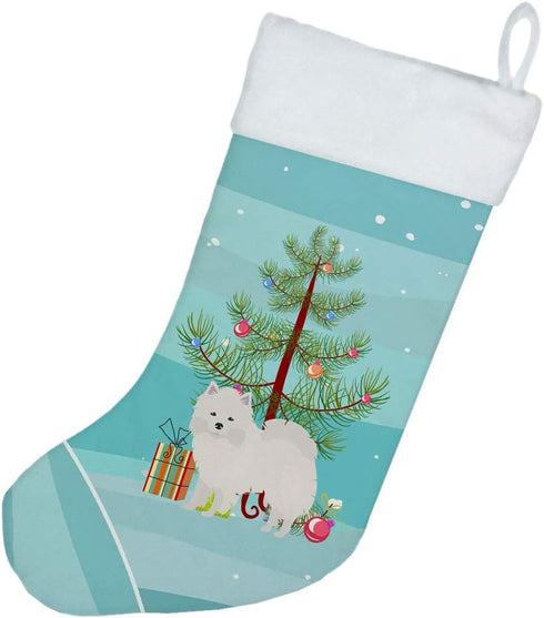 Caroline's Treasures CK3441CS American Eskimo Christmas Tree Christmas Stocking Fireplace Hanging Stockings Christmas Season Party Decor Family Ho...
