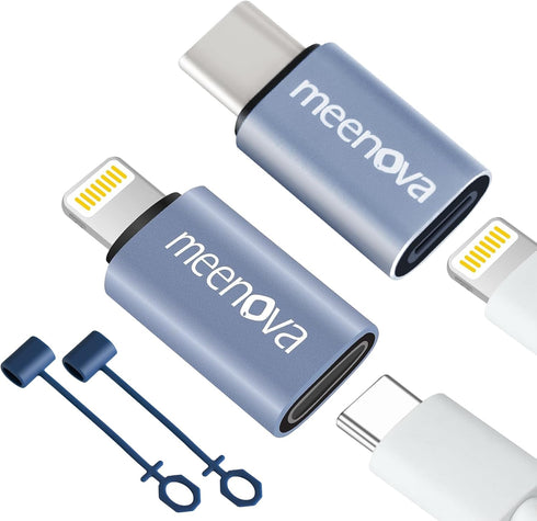 Lightning Female to USB-C Male Adapter(60W 1 Pack) & USB-C Female to Light-ing Male Adapter (30W 1 Pack) Compatible with iphone charger and More U...