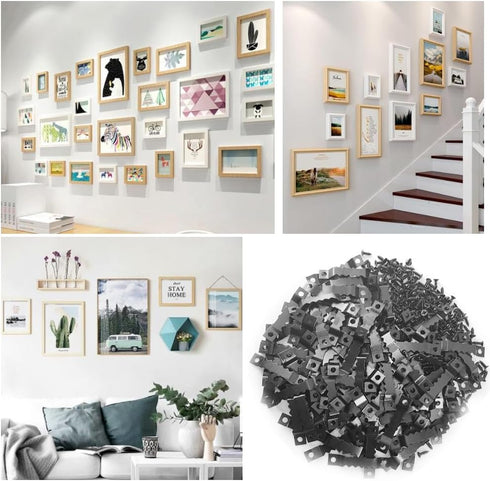 100 Pcs Sawtooth Picture Hangers 1.77in Sawtooth Hangers Picture Hooks Bulk Picture Hanging Brackets with Screws Frame Hanging Kit for Photos Artw...