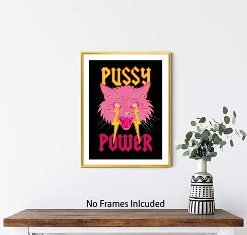 Aesthetic Poster Preppy Room Decor, Cat Canvas Wall Art, Female Power Art Painting, Lightning Art Print for Teen Girls Bedroom College Dorm Room D...