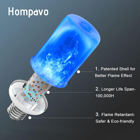 Hompavo ?Upgraded LED Flame Light Bulbs, Purple Flickering Light Bulbs with Upside Down Effect, E26/E27 Flame Bulb for Halloween Christmas Party I...