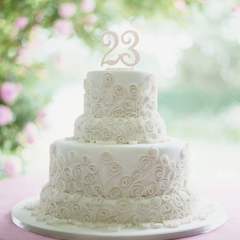 23 Years Birthday Cake Topper - New Best Crystal Rhinestone 23rd Wedding Anniversary Or 23 Years Old Cake Topper Party Decoration Gold...