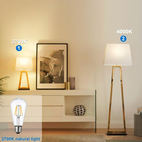 HESSION Vintage LED Edison Bulb, Medium E26 Led Bulbs 40W Equivalent, 6-Pack Dimmable Light Bulbs, High Brightness 400LM Warm White 2700K, ST58 An...