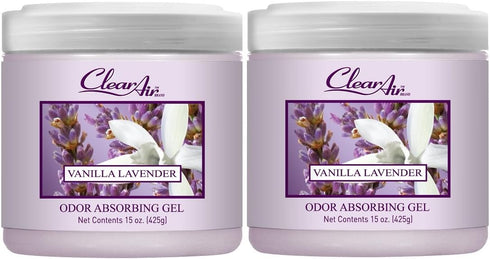 Clear Air Odor Absorber Gel - 15 oz, Pack of 2 - Air Freshener Absorbs and Eliminates Odors in Bathrooms, Cars, Boats, RVs and Pet Areas - Made wi...