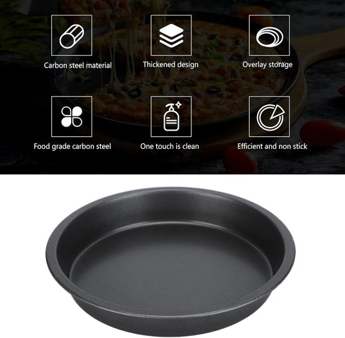 2Pcs Pizza Pan Carbon Steel Non Stick Deep Thickened Food Biscuits Baking Pan Round Pizza Bakeware Sheet Set for Kitchen Bakery Oven(9 in)...