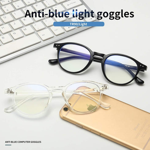 Dollger Blue Light Blocking Glasses Vintage Round Frame Eyeglasses for Women Men 2 Pack Transparent and Black...