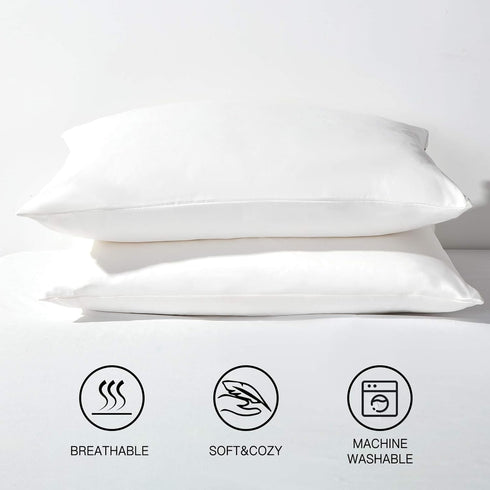 White Pillowcase Set - King Size (20 x 36 inches) Bed Pillow Cover - Brushed Microfiber, Wrinkle, Fade & Stain Resistant - Hidden Zipper Closure P...
