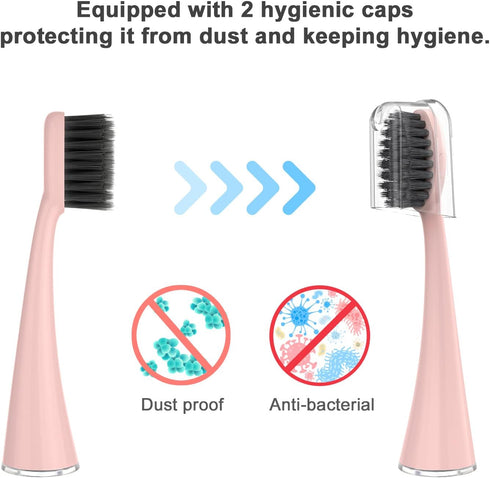 YUNCHI Replacement Toothbrush Heads for Burst Electric Toothbrush Adults with Dust Cover Caps, Soft Charcoal Bristles for Deep Cleaning, Plaque Re...
