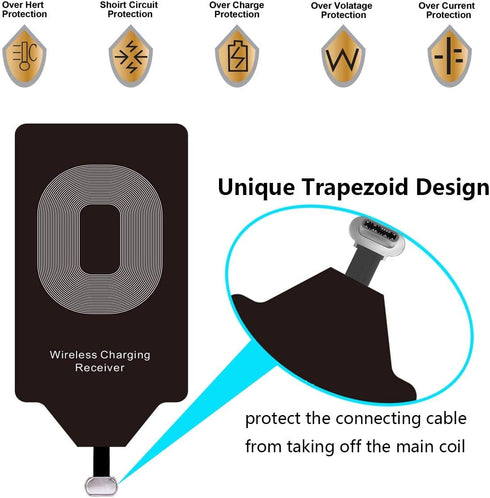 Wireless Charging Receiver Qi Charger Adapter for Moto E7 Plus LG G5 Galaxy A40 A41 A42 5G A60 A12 A11 A10e A01 A32 A31 A30 A22 A21s A21 A20e A20 ...