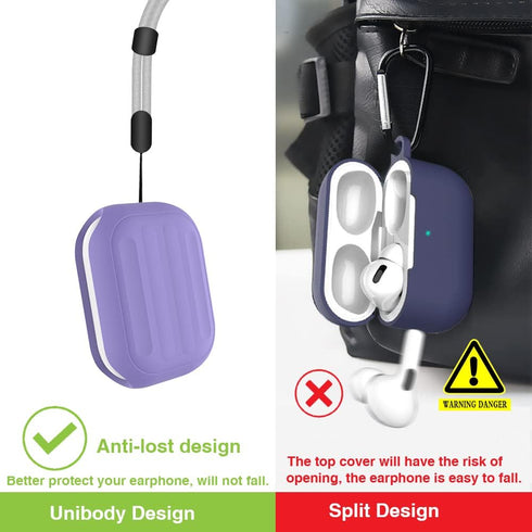 HUABERICH Anti-Lost Case for Airpods Pro 2nd Gen,Unibody Soft Silicone Protective Cover,Wireless Charging, LED Visible,Sports Case with Lanyard (p...