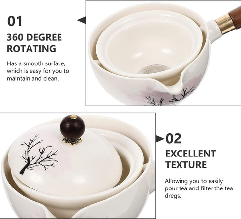 UPKOCH Tea Set Japanese Tea Set Teapot with Infuser Teapot Blooming and Loose Leaf Tea Maker with Wooden Handle Asian Kitchen Tea Kettle Style 1 T...