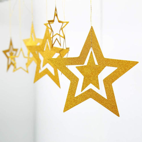 Decor365 Gold Star Garland Hanging Twinkle Little Star Decorations Glittery Gold Party Supplies for Baby Shower Birthday New Year Eve Bridal Gradu...